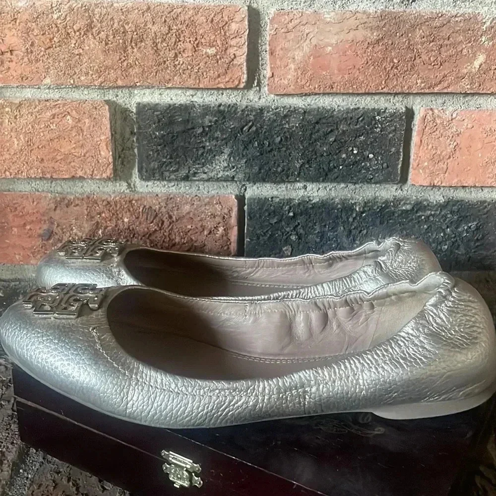 Gold tory burch melinda ballet‎ 9.5